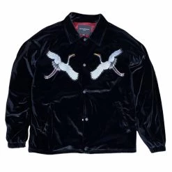 Cult Of Individuality Men'S Velour Coaches Jacket in Black