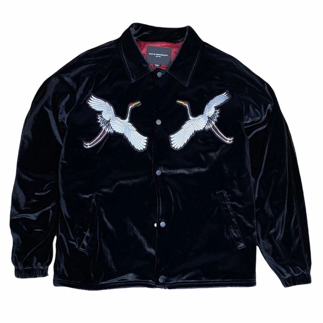 Cult Of Individuality Men'S Velour Coaches Jacket in Black 1 Cult Of Individuality Men'S Velour Coaches Jacket in Black