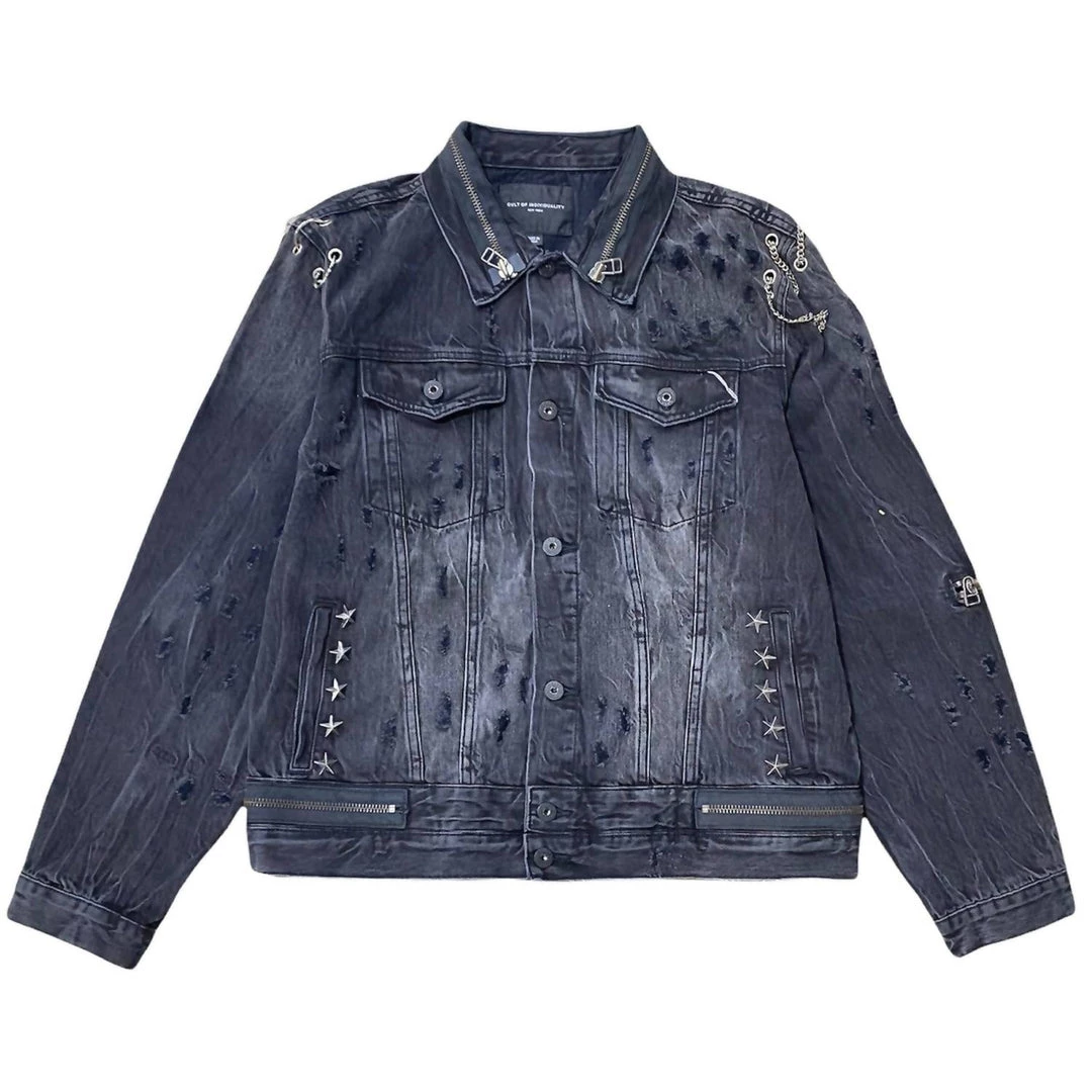 Cult Of Individuality Men'S Punk Type 2 Denim Rigid Jacket in Vintage Black 2 Cult Of Individuality Men'S Punk Type 2 Denim Rigid Jacket in Vintage Black - Image 2