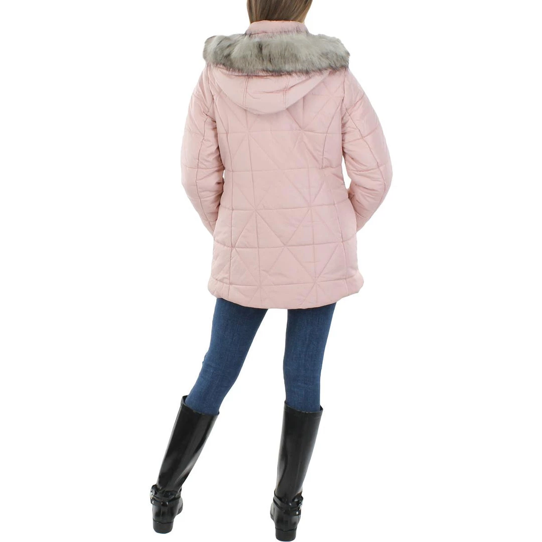 INTL d.e.t.a.i.l.s Womens Hooded Faux Fur Trim Puffer Jacket 2 INTL d.e.t.a.i.l.s Womens Hooded Faux Fur Trim Puffer Jacket - Image 2