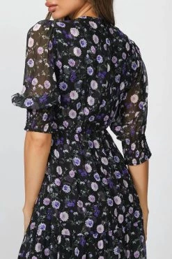 The Kooples Printed Midi Dress in Black/Purple Peony - women -Cult of Individuality shop 37b4f0531006453499b13c33b13164fc 1080x