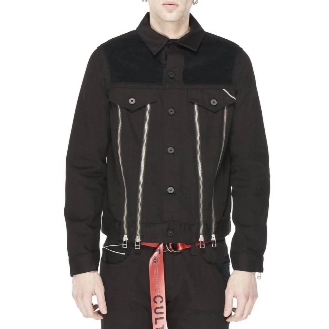 Cult Of Individuality Men'S Whiskey Jacket in Rigid Black 1 Cult Of Individuality Men'S Whiskey Jacket in Rigid Black