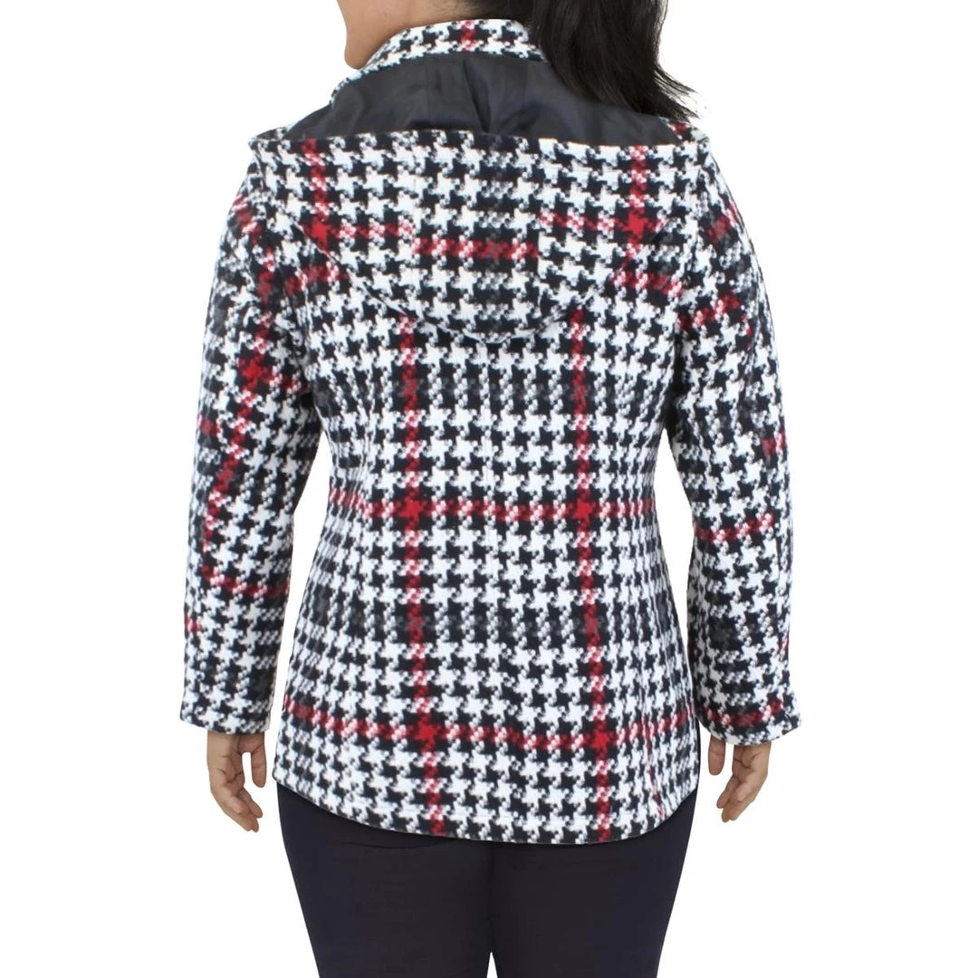 INTL d.e.t.a.i.l.s Plus Womens Double Breasted Houndstooth Pea Coat 2 INTL d.e.t.a.i.l.s Plus Womens Double Breasted Houndstooth Pea Coat - Image 2
