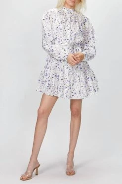The Kooples White Floral Dress in White/Purple Peony - women