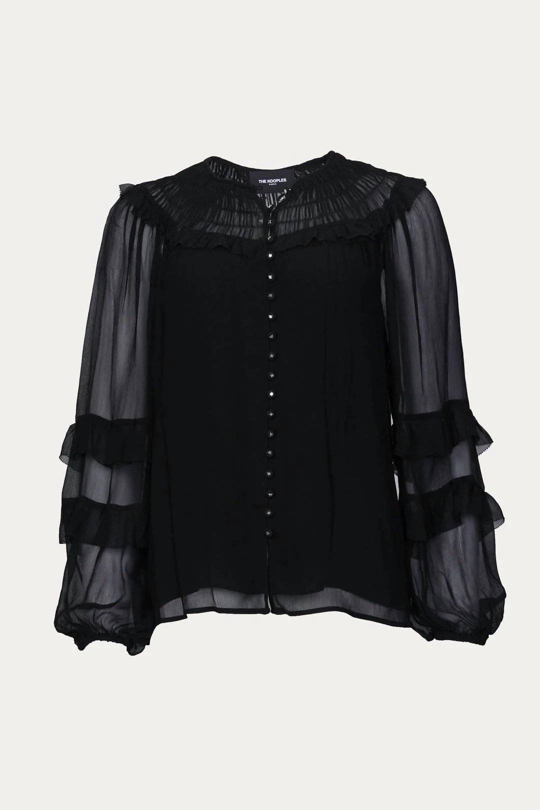 The Kooples Renaissance Smocked Shirt in Black - women 2 The Kooples Renaissance Smocked Shirt in Black - women - Image 2