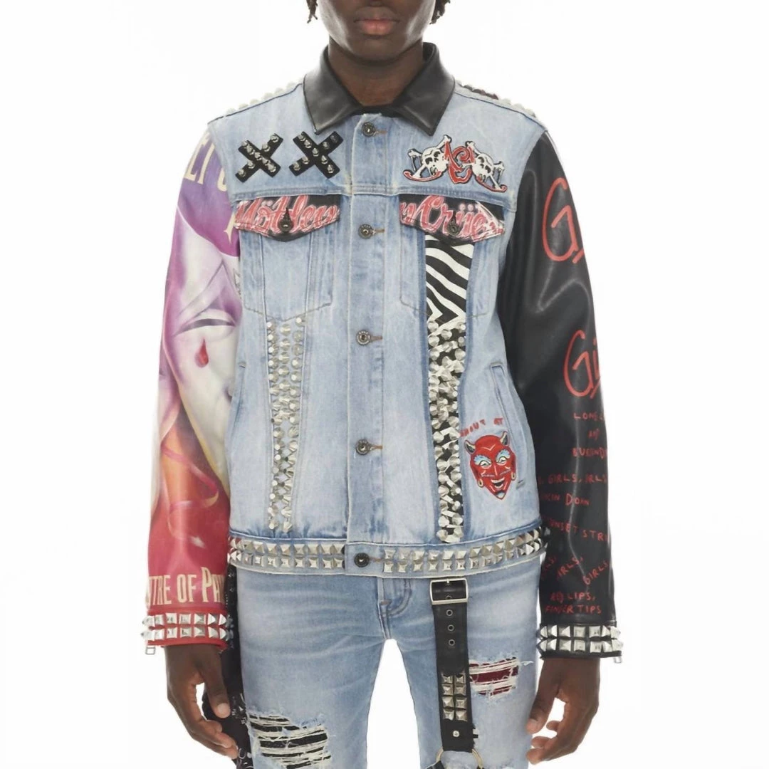 Cult Of Individuality Men'S Motley Crue Type Iv Denim Jacket in Crue 1 Cult Of Individuality Men'S Motley Crue Type Iv Denim Jacket in Crue