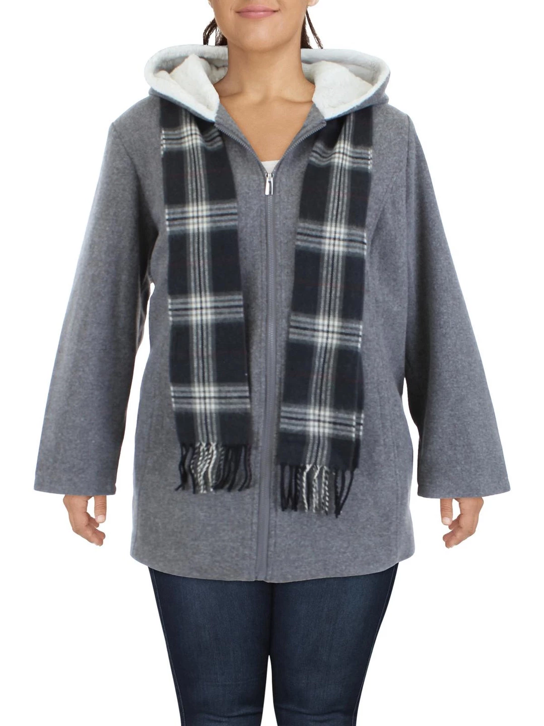 INTL d.e.t.a.i.l.s Plus Womens Midi Warm Walker Coat 1 INTL d.e.t.a.i.l.s Plus Womens Midi Warm Walker Coat