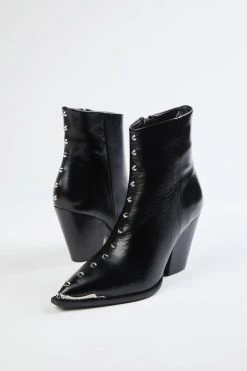 The Kooples Heeled Leather Ankle Boots With Studs in Black - women