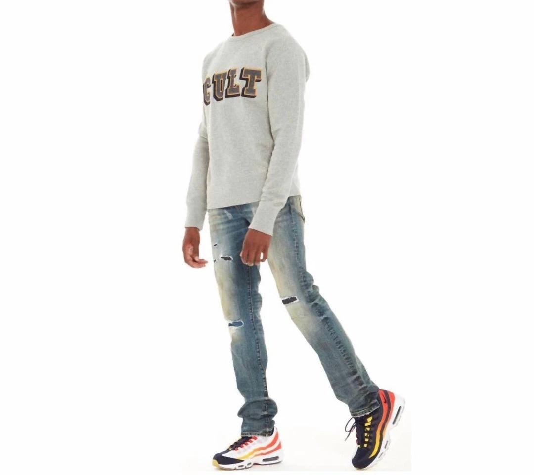 Cult Of Individuality Men'S Fleece W/ Collegiate Font Top in Heather Grey 2 Cult Of Individuality Men'S Fleece W/ Collegiate Font Top in Heather Grey - Image 2