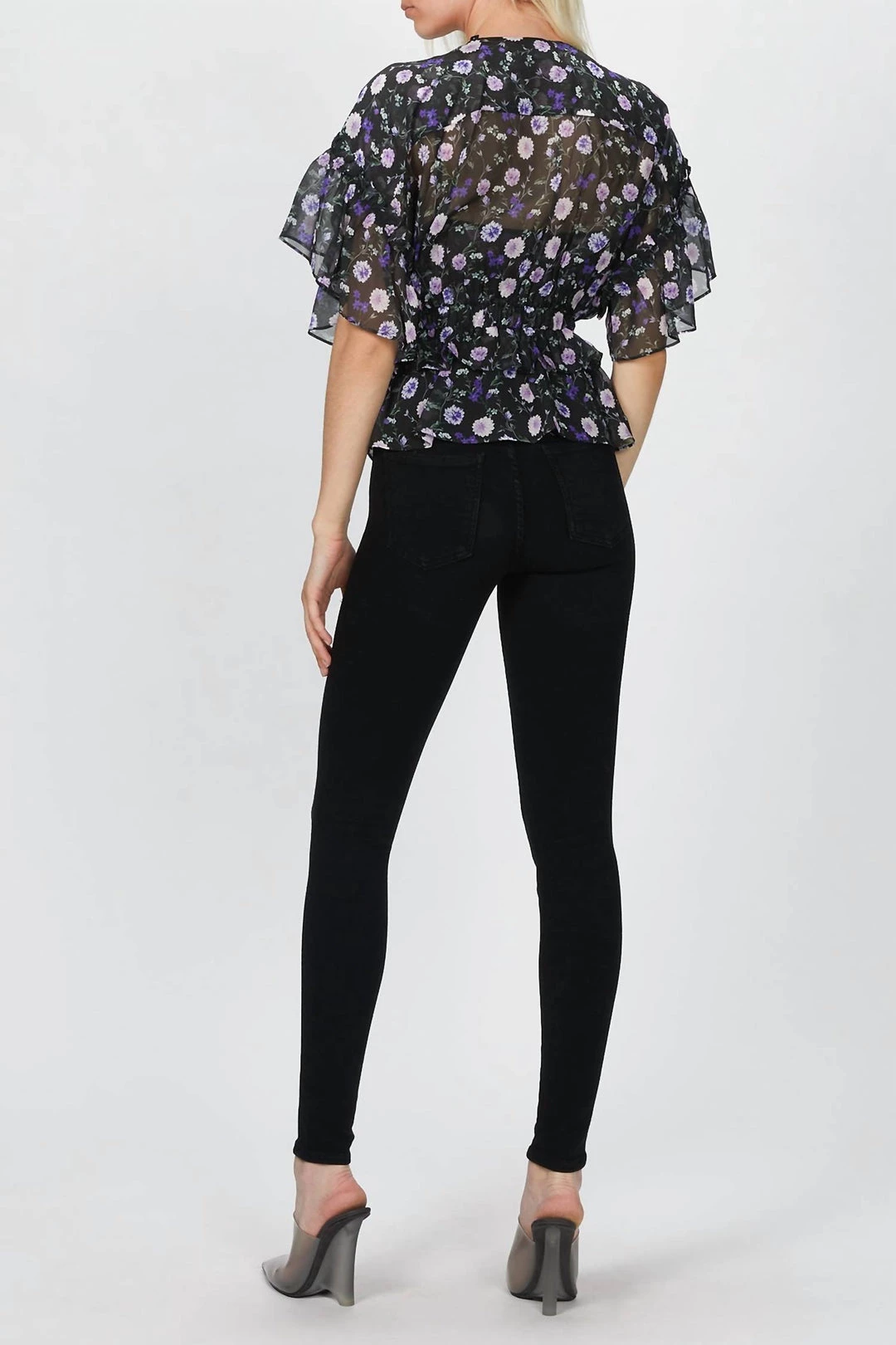 The Kooples Silk Top With Print in Black/Floral - women 3 The Kooples Silk Top With Print in Black/Floral - women - Image 3