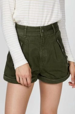 The Kooples Stretch Linen Khaki Shorts in Army Green - women -Cult of Individuality shop 6b65475649c34465bf2e0df7fd852e5e 1080x