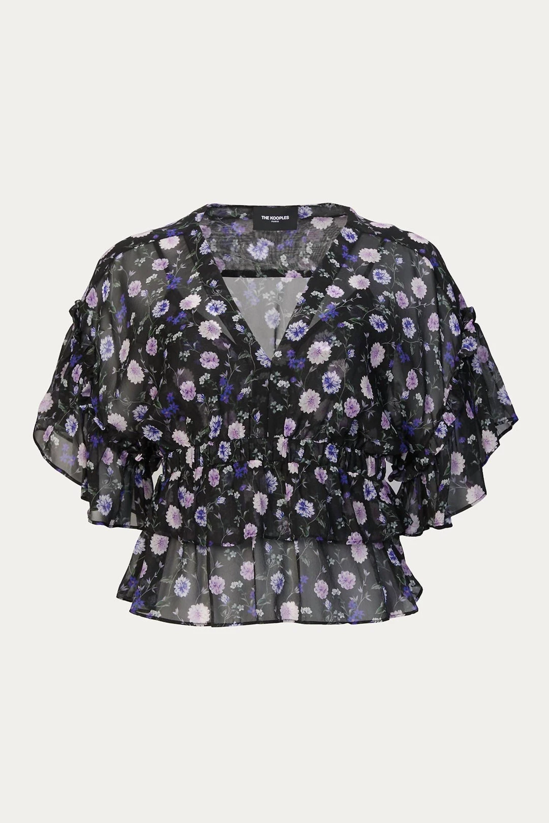 The Kooples Silk Top With Print in Black/Floral - women 2 The Kooples Silk Top With Print in Black/Floral - women - Image 2