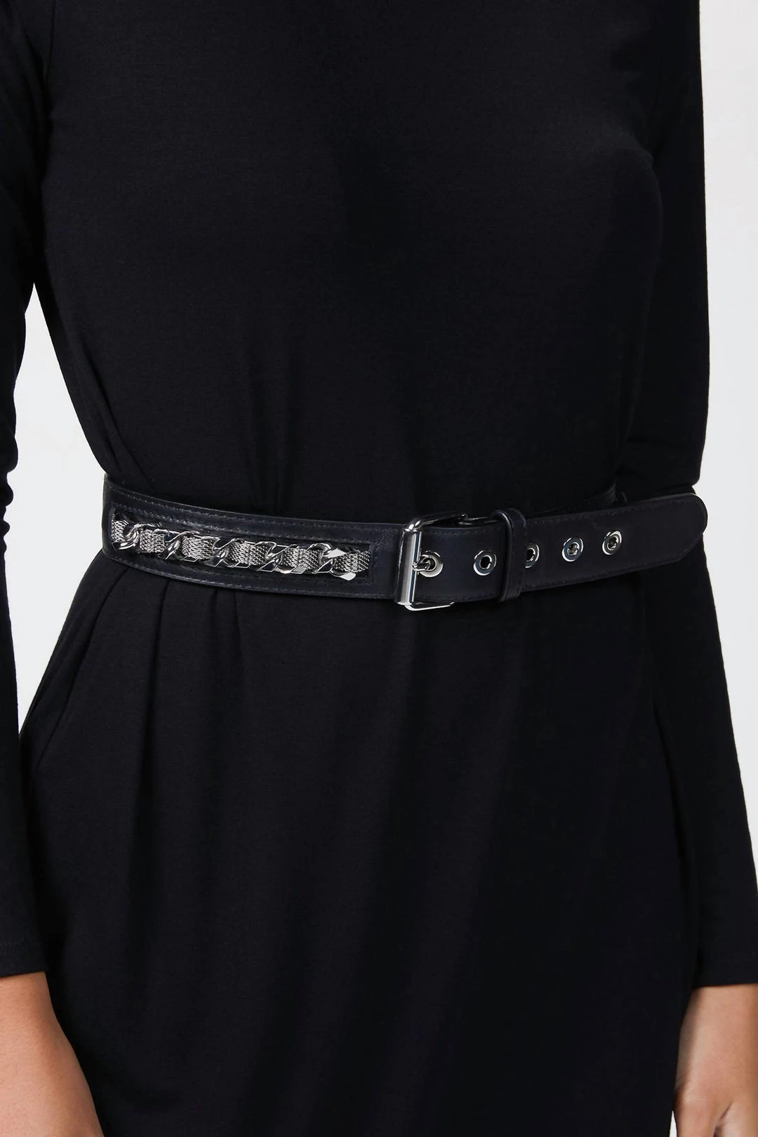 The Kooples Leather Belt With Chain in Black - women 5 The Kooples Leather Belt With Chain in Black - women - Image 5