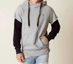 Cult Of Individuality Men'S Pullover W/ Thermal Sleeves in Heather Grey