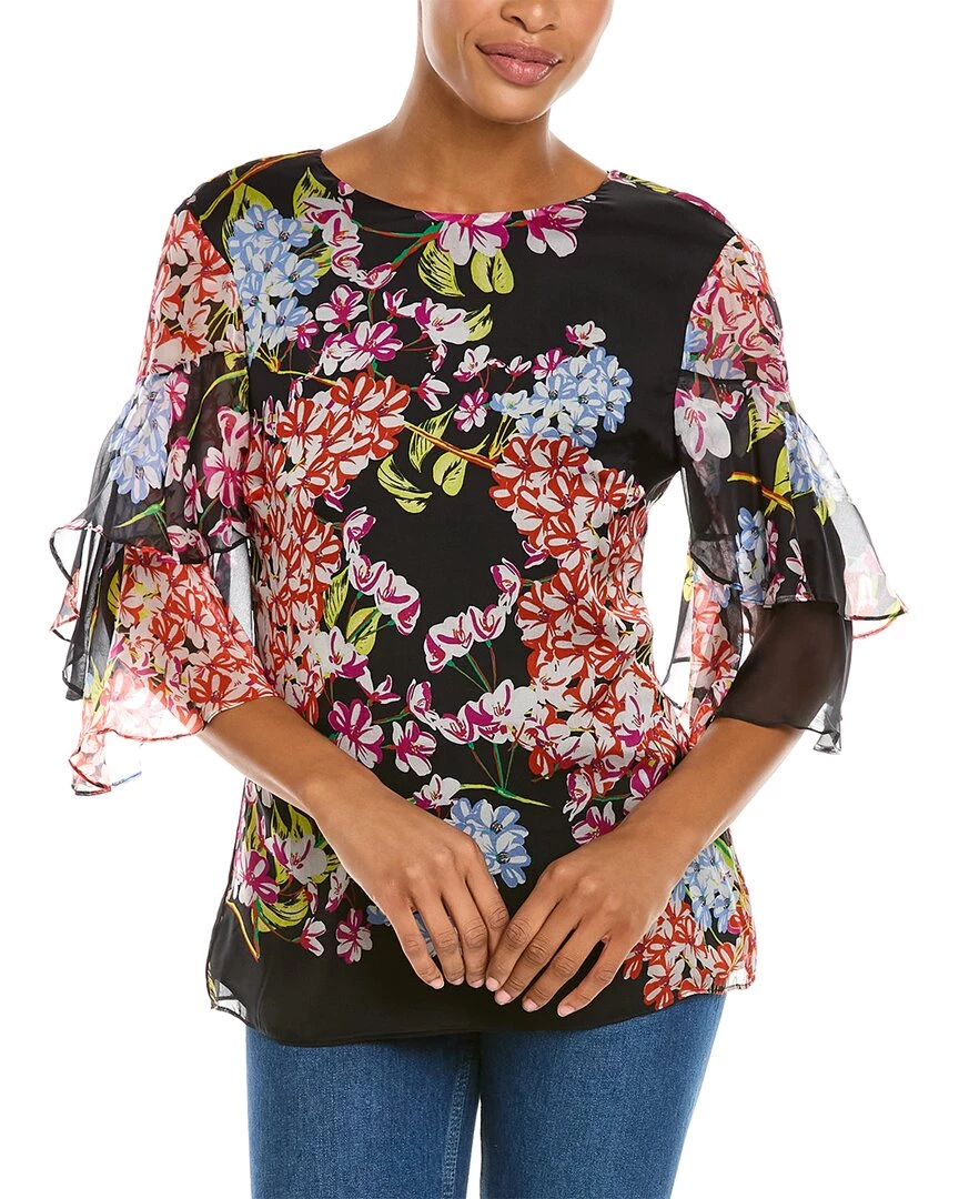 Josie Natori Tiered Sleeve Silk Top - women 1 Josie Natori Tiered Sleeve Silk Top - women