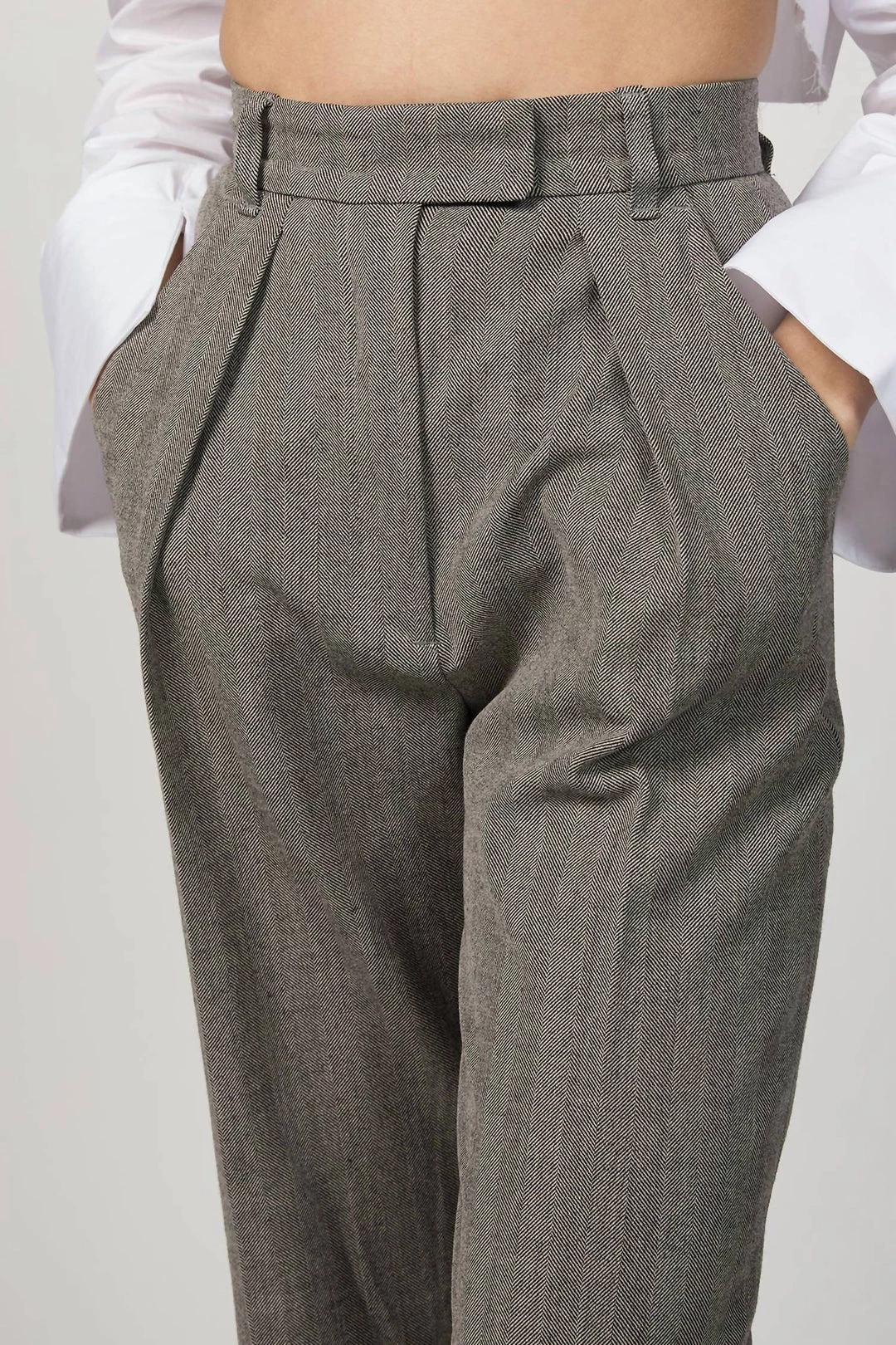 The Kooples Herringbone Suit Pants in Grey - women 4 The Kooples Herringbone Suit Pants in Grey - women - Image 4