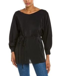 Josie Natori Tie-Waist Silk-Blend Top - women