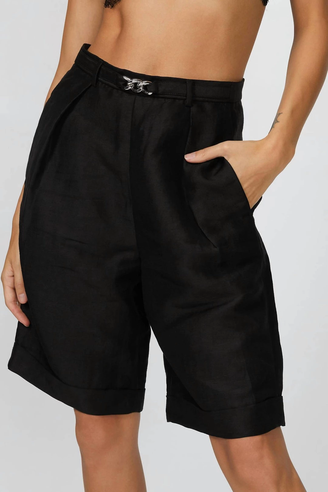 The Kooples Bermuda Shorts in Black - women 4 The Kooples Bermuda Shorts in Black - women - Image 4