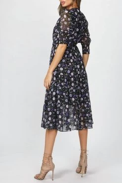 The Kooples Printed Midi Dress in Black/Purple Peony - women -Cult of Individuality shop c7642376b0414459bb650a741e0f789c 1080x