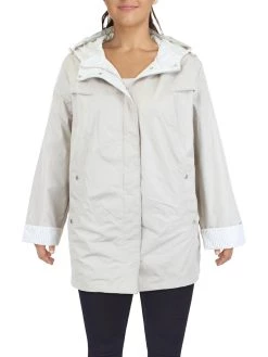 INTL d.e.t.a.i.l.s Plus Womens Hooded Lightweight Windbreaker Jacket