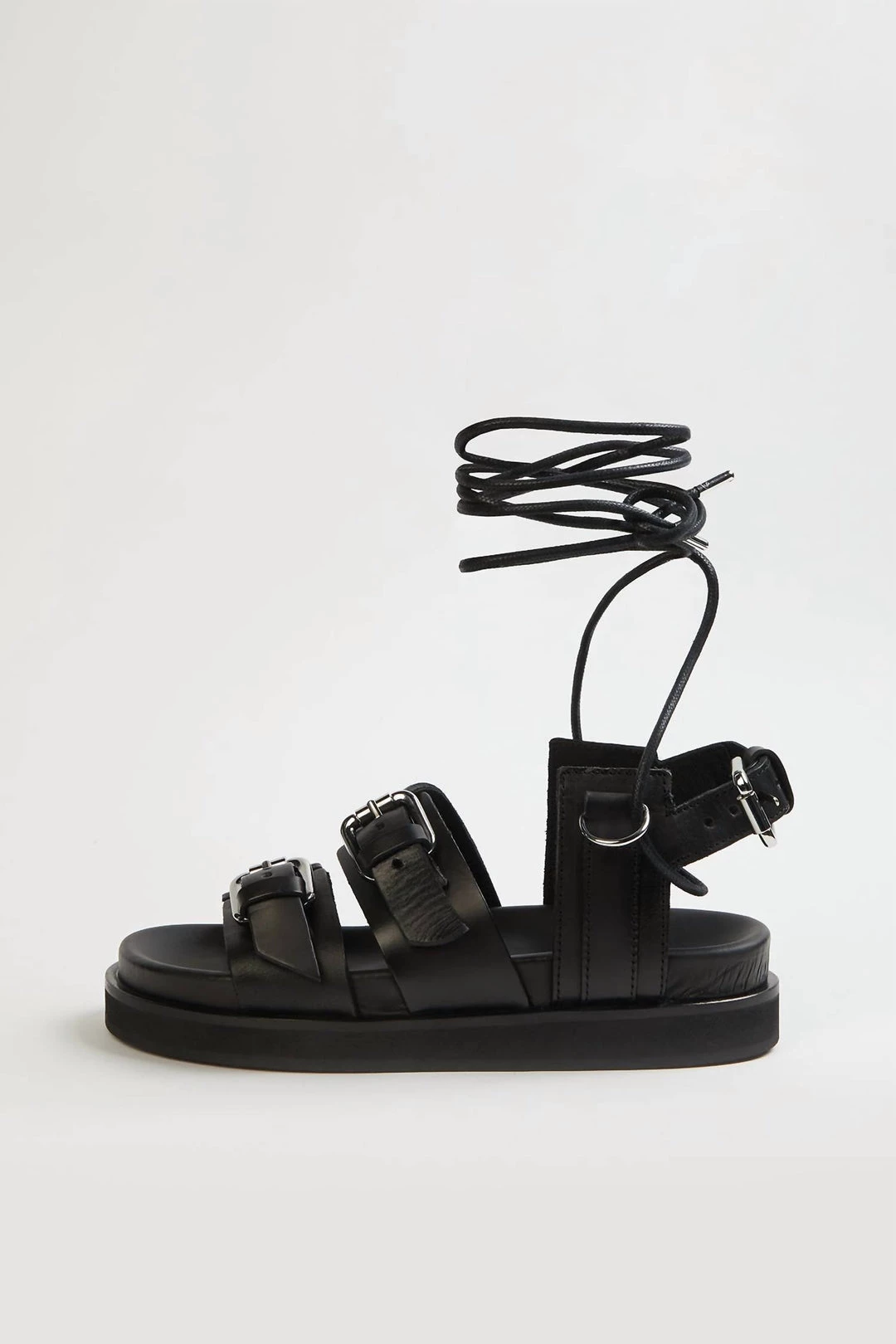 The Kooples Wedge Sandals With Ankle Tie in Black - women 1 The Kooples Wedge Sandals With Ankle Tie in Black - women