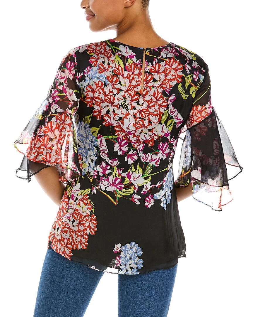 Josie Natori Tiered Sleeve Silk Top - women 2 Josie Natori Tiered Sleeve Silk Top - women - Image 2