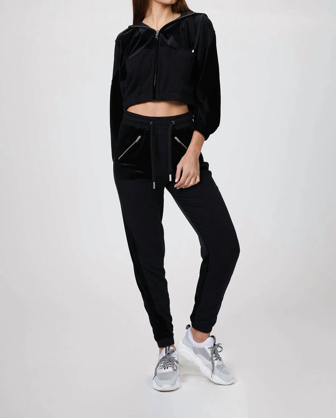 The Kooples Dual Fabric Sweatshirt in Black - women 1 The Kooples Dual Fabric Sweatshirt in Black - women